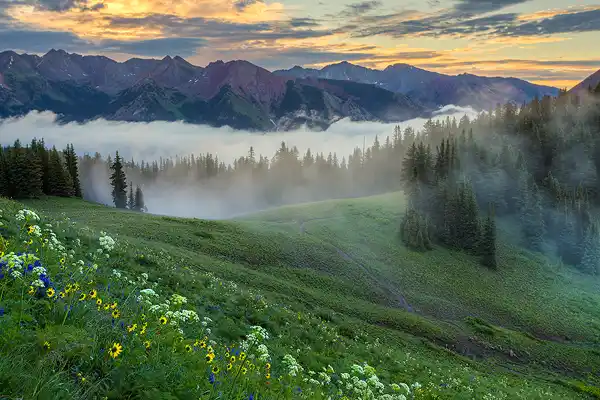 This mountain meadow image is a link to our gallery containing images of mountains, hills and meadows.