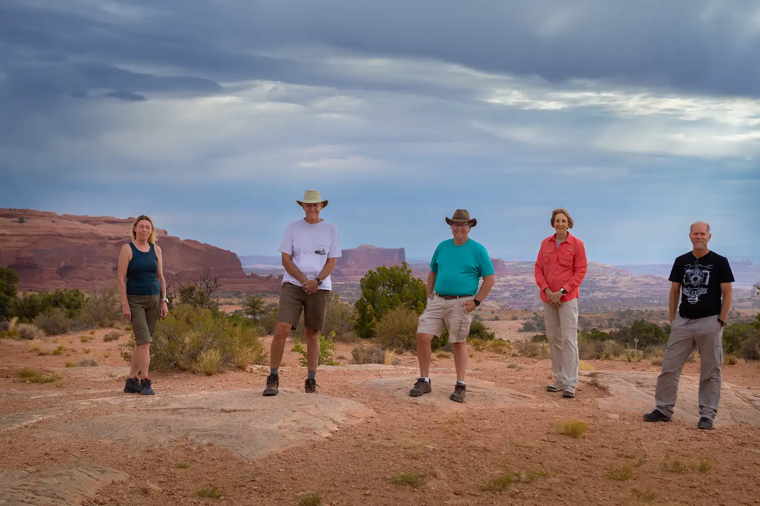 Group photo of participants from a past Arches and Canyonlands photography workshop.