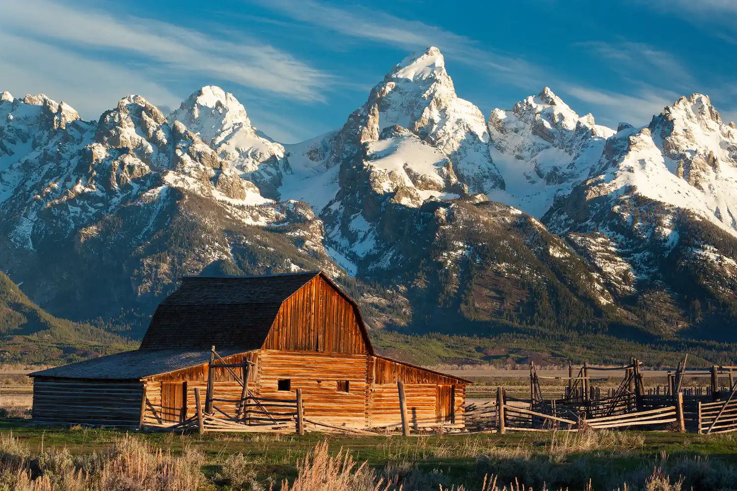 The Moulton Barn with the Grand Teton Range behind it.